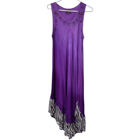 ✨NF Free Boho Maxi Dress with Zebra Trim - Free Size - Picture 1 of 7